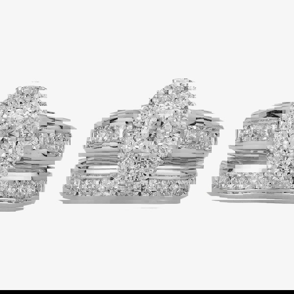 T. H. Baker 9ct White Gold 1.00ct Diamond Cluster Halo Bridal Set TH011791R