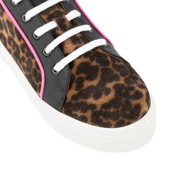 Embassy London Camila - Leopard - Women's soft leather white sole trainer in leopard print