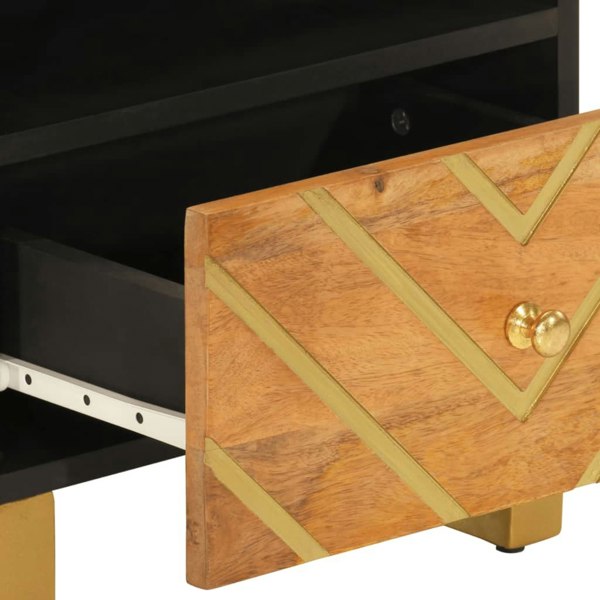 Berkfield Bedside Cabinets 2 pcs Brown and Black Solid Wood Mango