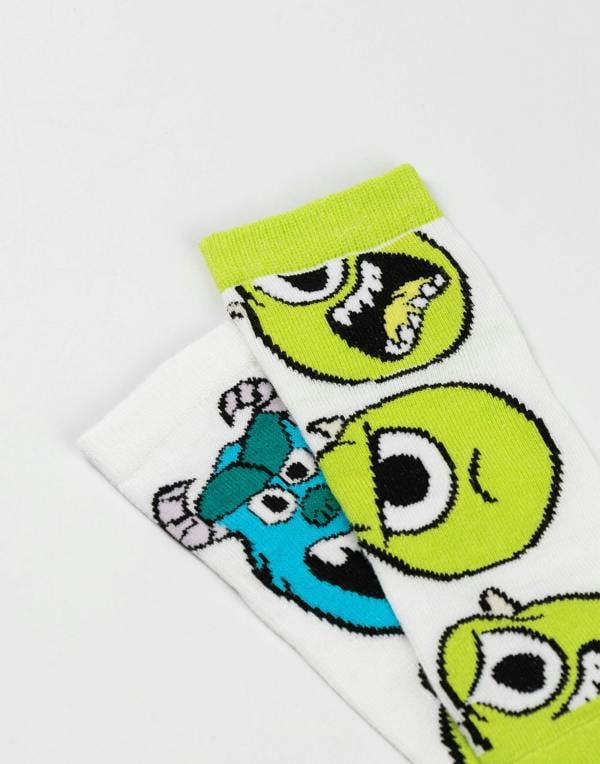 Disney Monsters Inc Unisex Kids Green Mike & Sully Calf Socks Set of 5