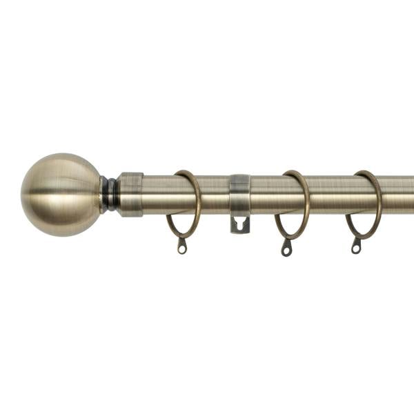 A.Unique Home Plain Round Ball Metal Extendable Curtain Pole with Rings and Fittings, In a Variety of Colours and Sizes (25/28mm)