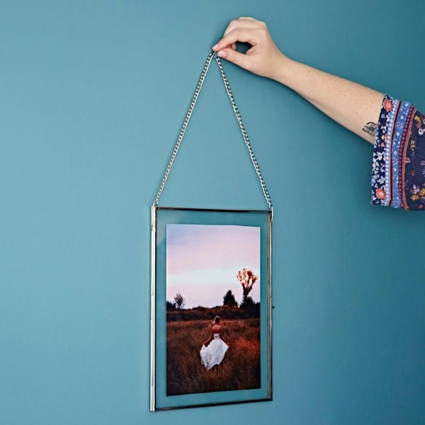 Paper High Dia Silver Recycled Glass Hanging Photo Frame