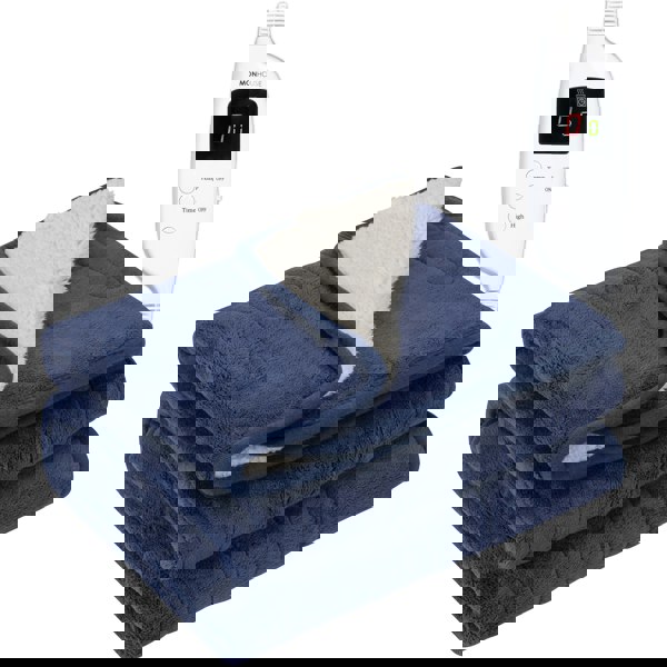 MONHOUSE Heated Electric Throw 9H Timer 9 Heat Setting Shearling Fleece Blanket