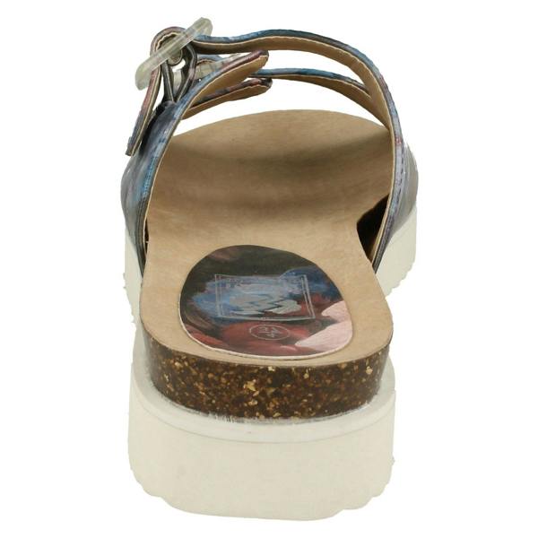Down to Earth Ladies Down To Earth Twin Strap Leaf Design Mules