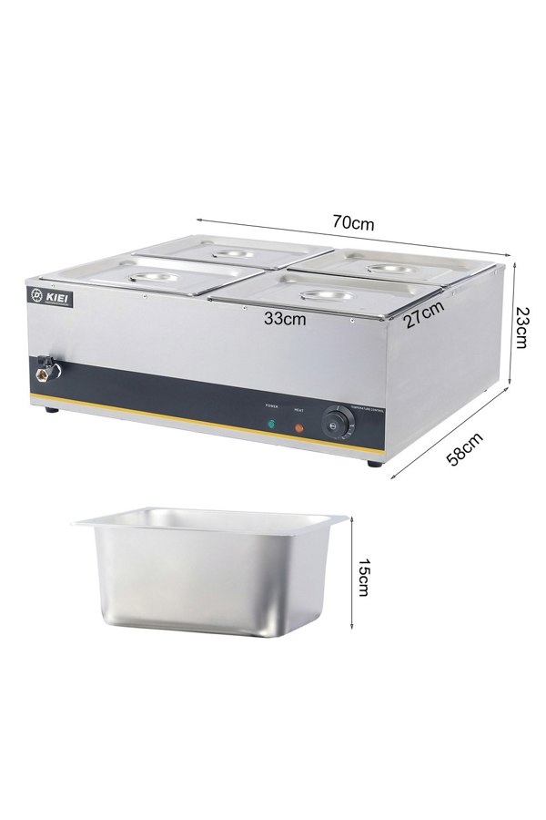 Living and Home 4 Pot Electric Catering Bain Marie Commercial Buffet Wet 1.6kw Heat Food Warmer