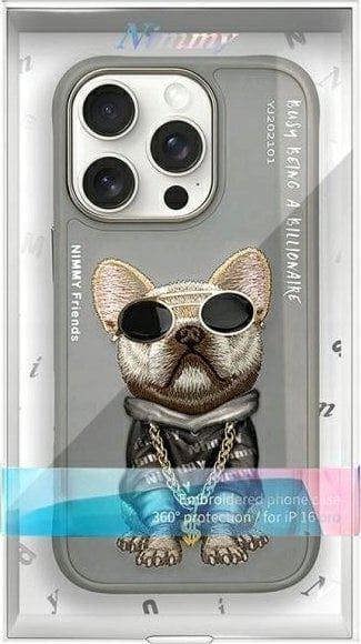 Nimmy Friends Glasses Cool Dog Case for iPhone 16 Pro 6.3" Grey - N-YJ-iP16-Pro-01-B