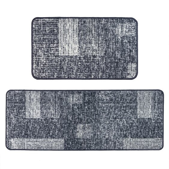 JVL Fiora Machine Washable Indoor Runner and Mat Set - Muted Matrix