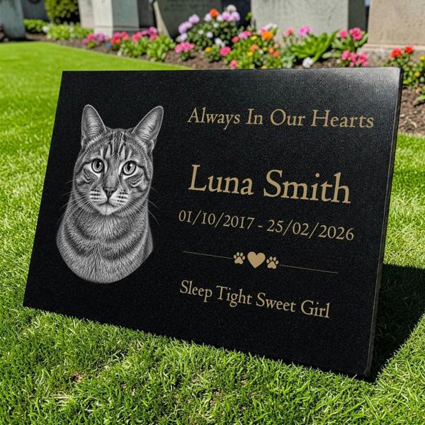 Memorials Direct Cat Memorial Granite Photo Plaque