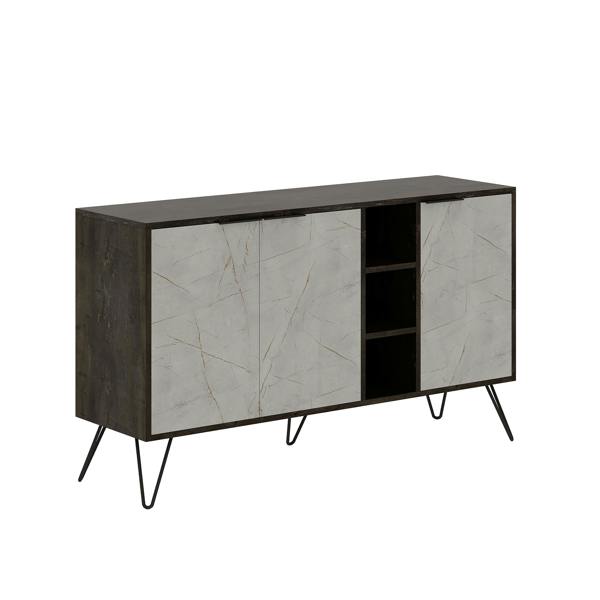 Decortie Clara Sideboard Cabinet Modern Storage Shelves Hairpin Legs 142cm