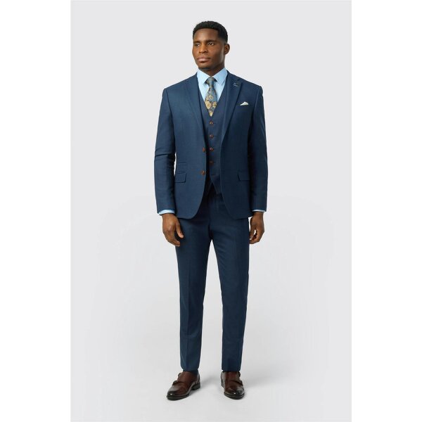 Antique Rogue Slim Fit Navy Texture Stretch Jacket