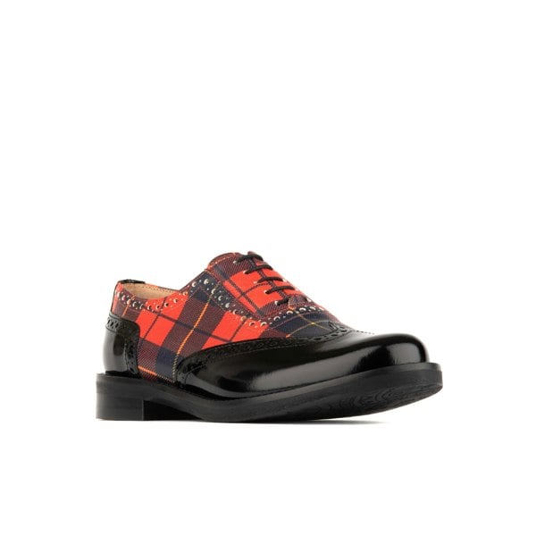Embassy London Vivienne - Red Tartan - Women's almond toe oxford lace-up in tartan pattern leather