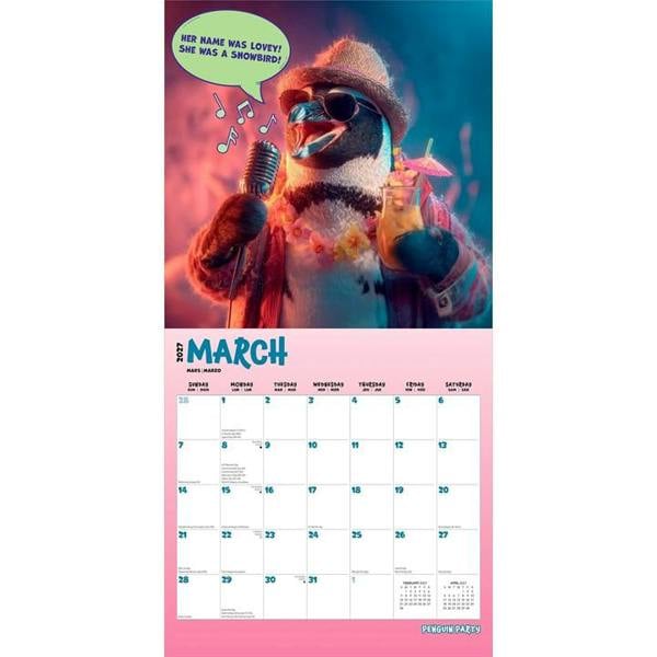 Penguin Party Calendar 2027, Wall Calendars, Month To View, Animals, Gift