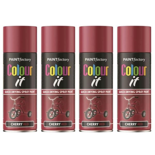 Paint Factory 4X  Cherry Red Gloss Spray Paint 400ml
