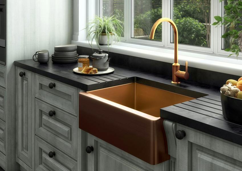 Flode Möckeln | 1.0 Bowl Stainlees Steel Belfast Style Sink | Strainer Waste Supplied | Copper Finish
