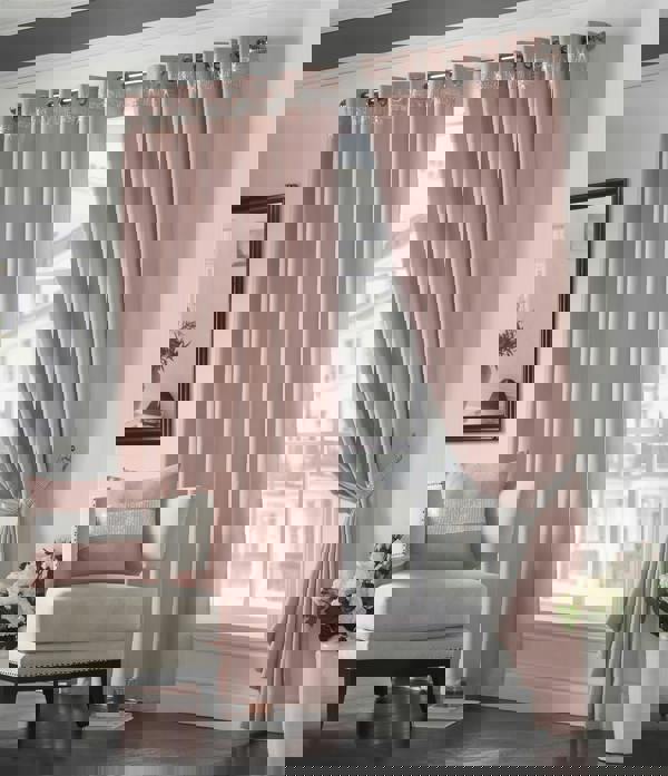 Luxury Living Palace Diamante Ring Top Blackout Curtains