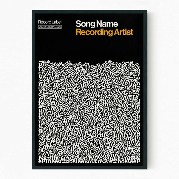 custom song lyric print poster in black frame