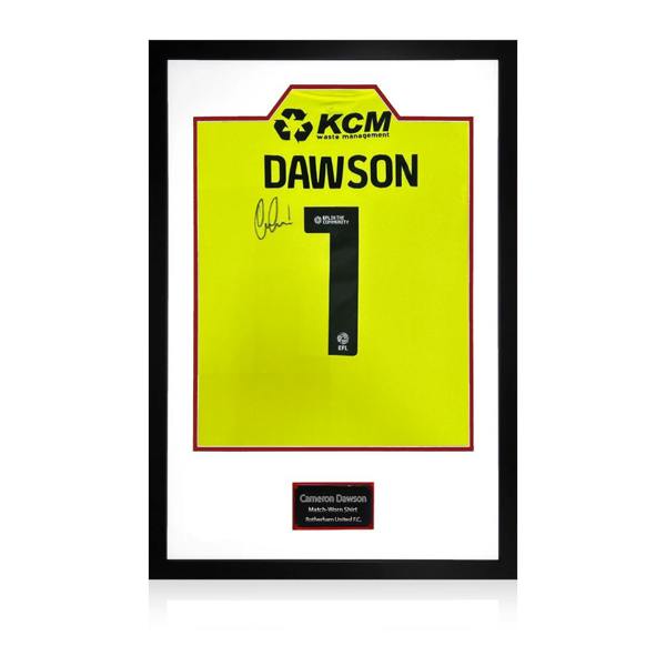 Cameron Dawson Match-Worn & Signed Rotherham United Shirt Premium Frame