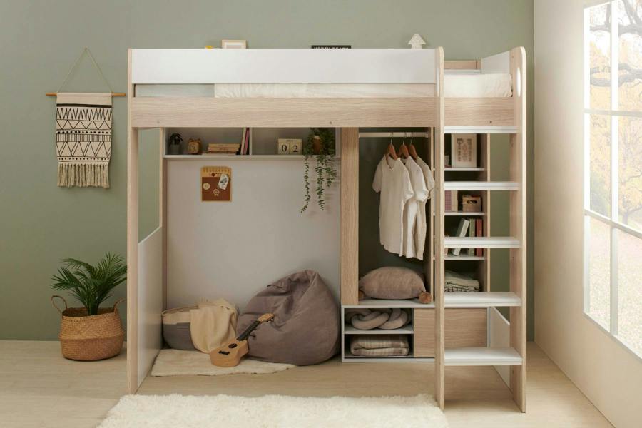 Flair Hampton High Sleeper with Wardrobe White