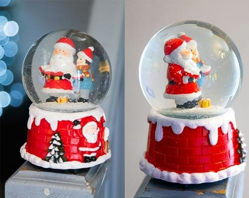 15cm Musical Christmas Snow Globe with Santa Scene and Resin Base image 3