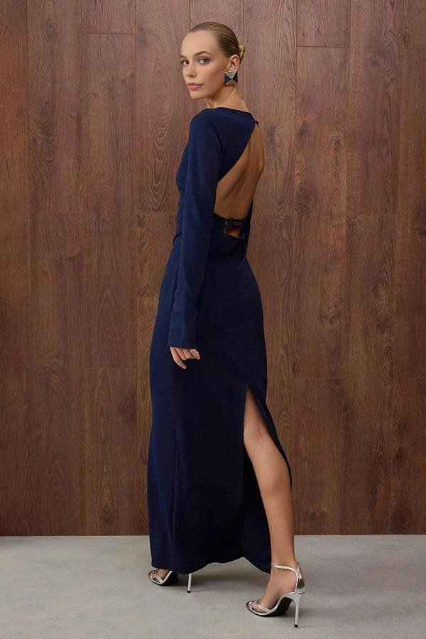 WOVCOR Maxi Evening Dress with Back Detail