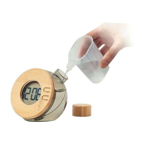 MidOcean Droppy Lux Bamboo Water Powered Clock - Transparent Grey - 