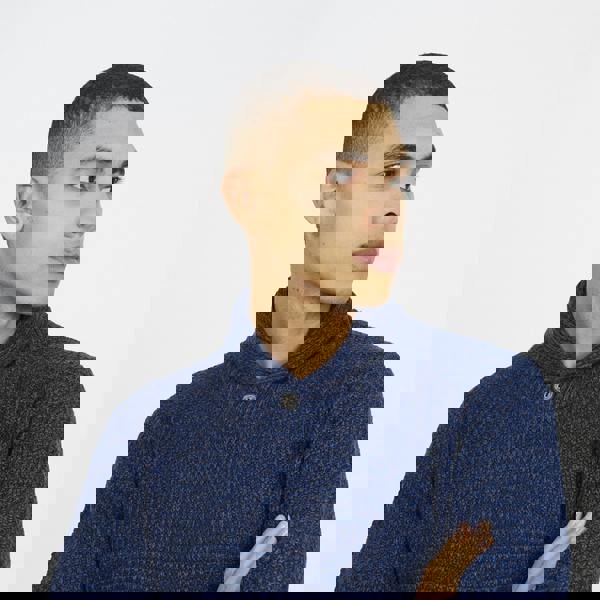 Brave Soul Navy Shawl Neck Textured Knit Jumper - Navy Image 4