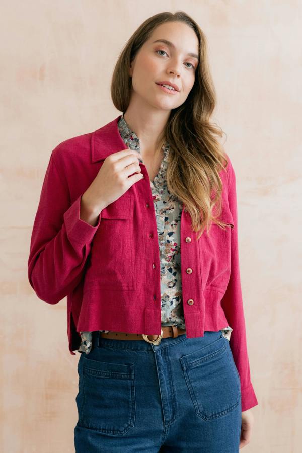Grasslands Linen Blend Jacket Boysenberry