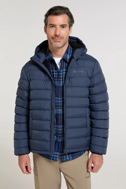 Mountain Warehouse Mens Seasons Faux Fur Lined Padded Jacket - Navy