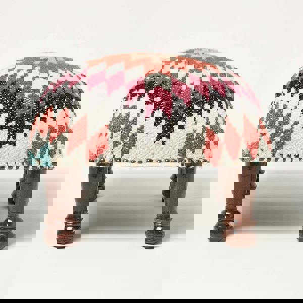 HOMESCAPES Manila Handwoven Kilim Footstool