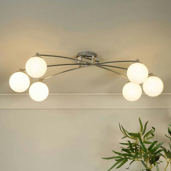Pagazzi Lighting Navarro 6 Light Chrome Semi Flush Ceiling Light