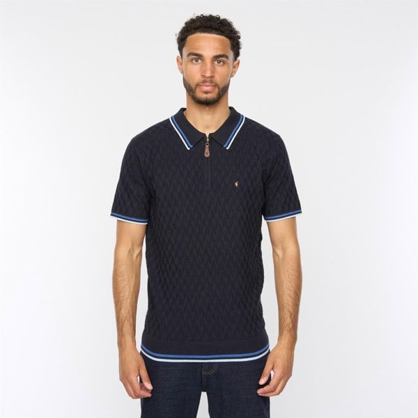 Gabicci G54M08 Mens Short Sleeve Zip Neck Knitted Polo Gabicci Classic - NAVY