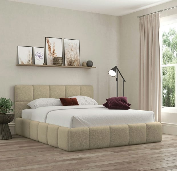 DS Living Ovella Cubed Frame Bed - Latte