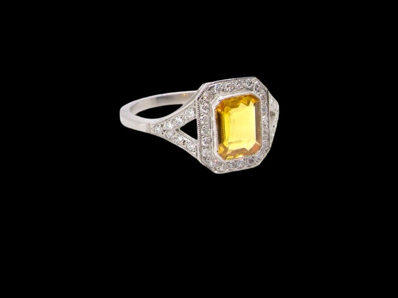 Vintage Tom A Yellow Sapphire and Diamond Cluster Ring