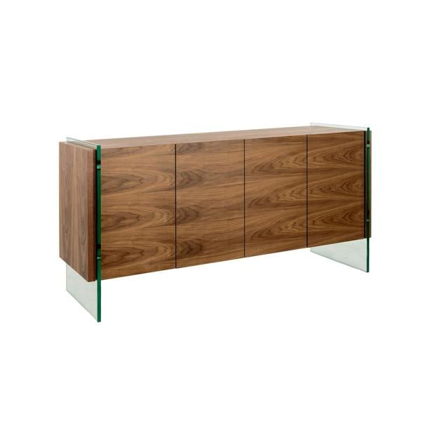 Angel Cerdá Walnut and tempered glass sideboard 3057