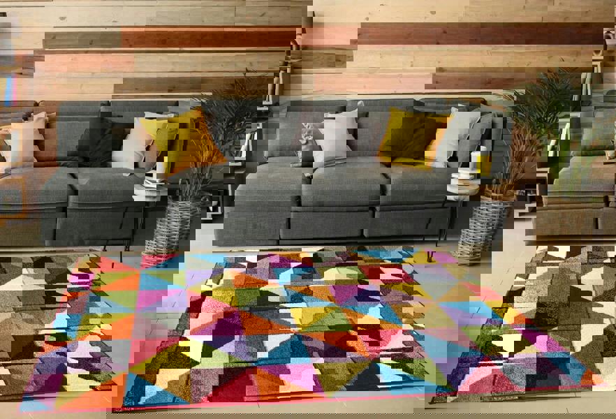 Smart Living Carved Rug Multi - Geometric Triangle