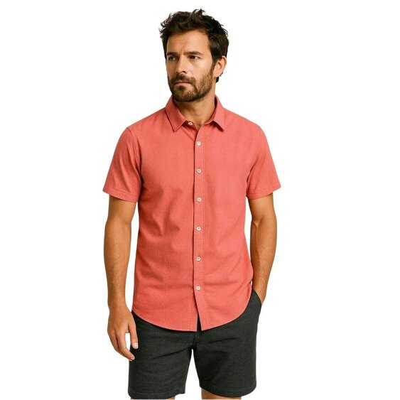 Roamers Mens Plain Collared Shirt - Coral