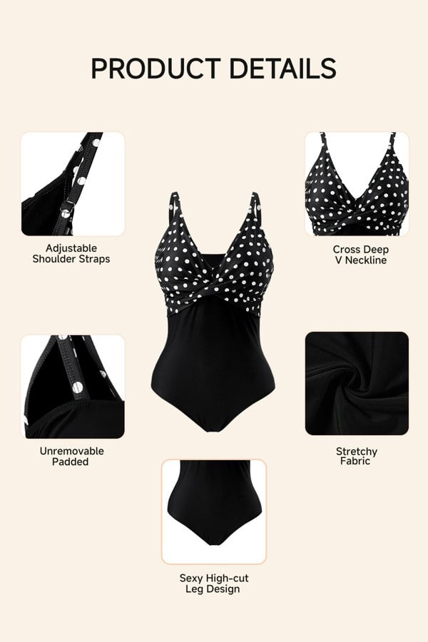 Modishion V-Neck One-Piece Swimsuit