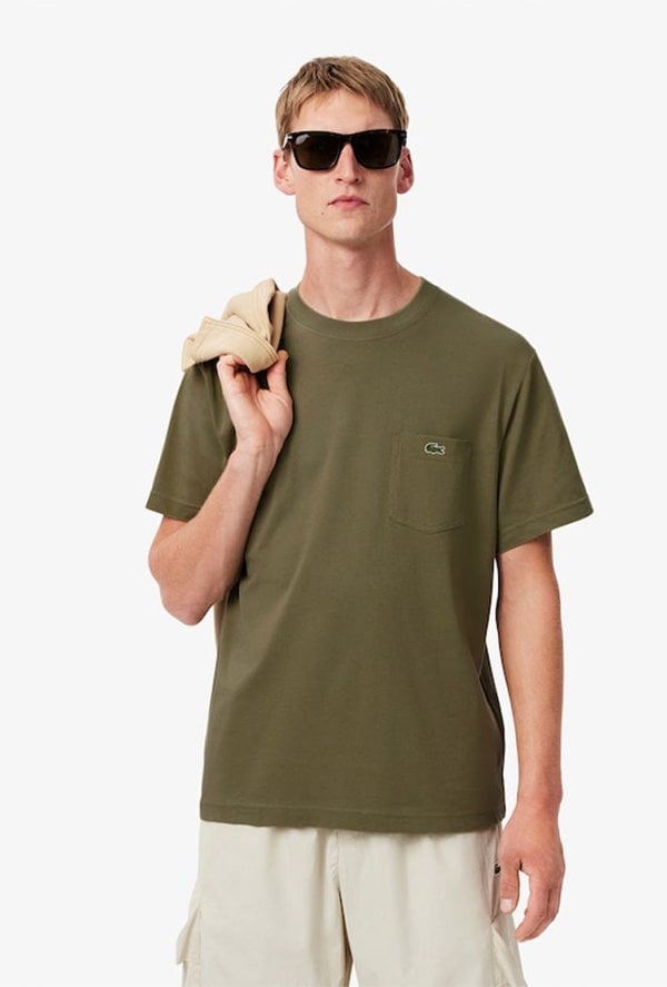Lacoste Men's Cotton T-Shirt with Breast Pocket