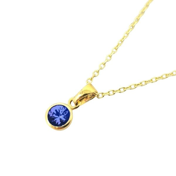 Mini Round Sapphire September Birthstone Pendant Necklace