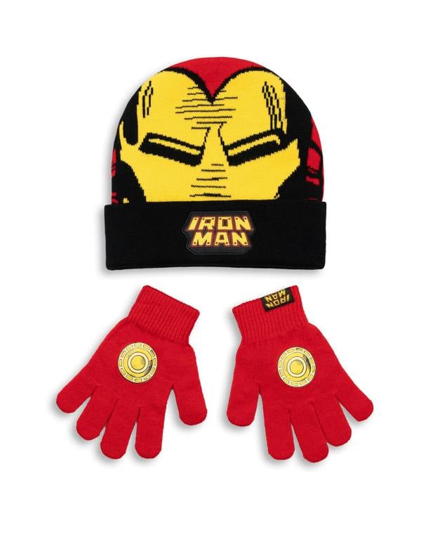Marvel Boys Red Ironman Beanie and Gloves Set (One Size)