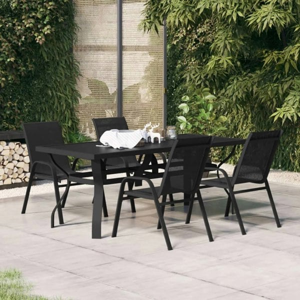 Berkfield 5 Piece Garden Dining Set Black