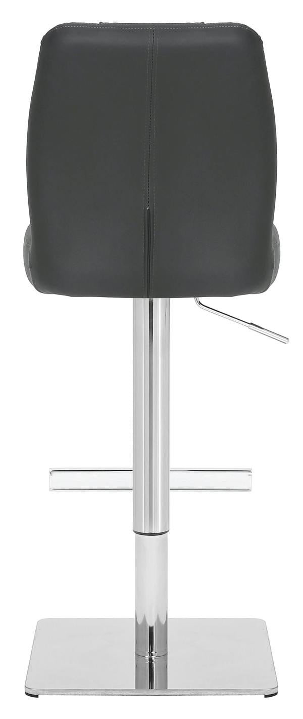 Lamboro Ravenna Deluxe Breakfast Bar Stool, Chrome Footrest, Height Adjustable Swivel Gas Lift, Home Bar & Kitchen Leather Barstool, Grey