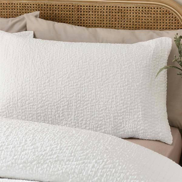 Crinkle Seersucker White Duvet Cover Set