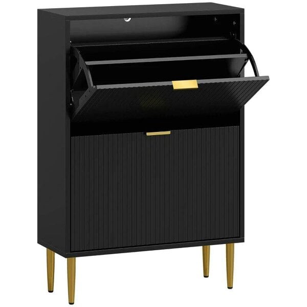 Bobobiy Elegant Two-Drawer Shoe Cabinet - Black