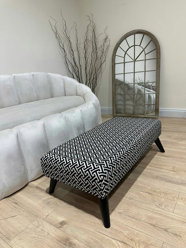 Eden embossed premium pattern Footstool window bay seat pouffe coffee table - ISTOOLS