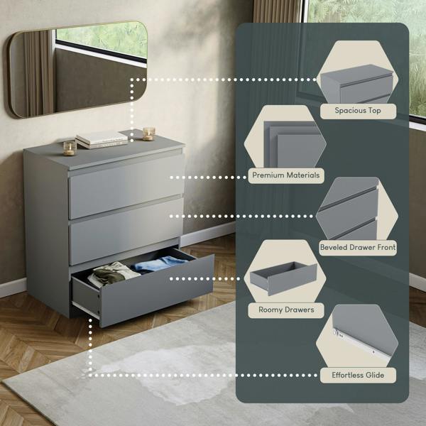 Vida Designs Denver 3 Drawer Chest, Black