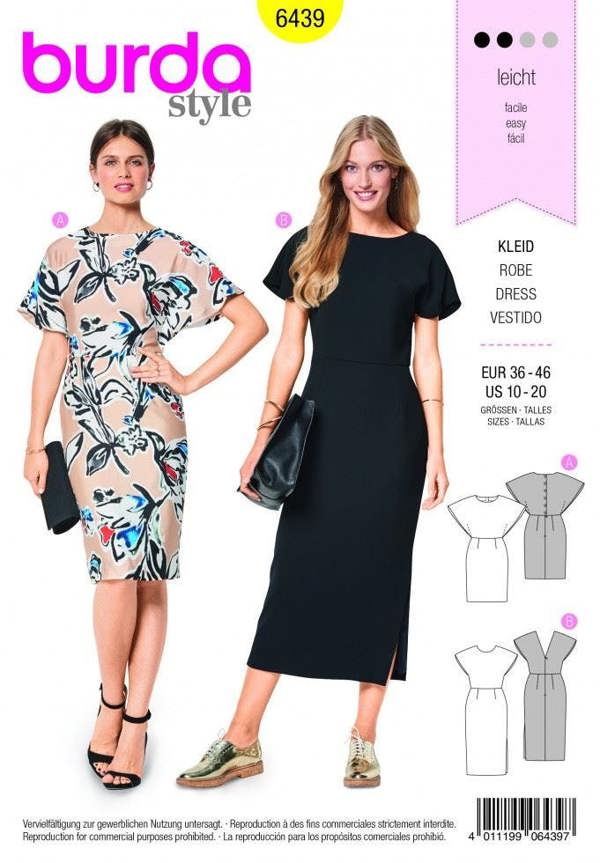 Burda Sewing Pattern 6439 Dresses For Women, 10 to 20 - Easy
