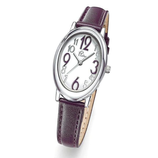 Pia Time Will Tell Violet Watch, Oval Silver-Tone Case with Purple Leather