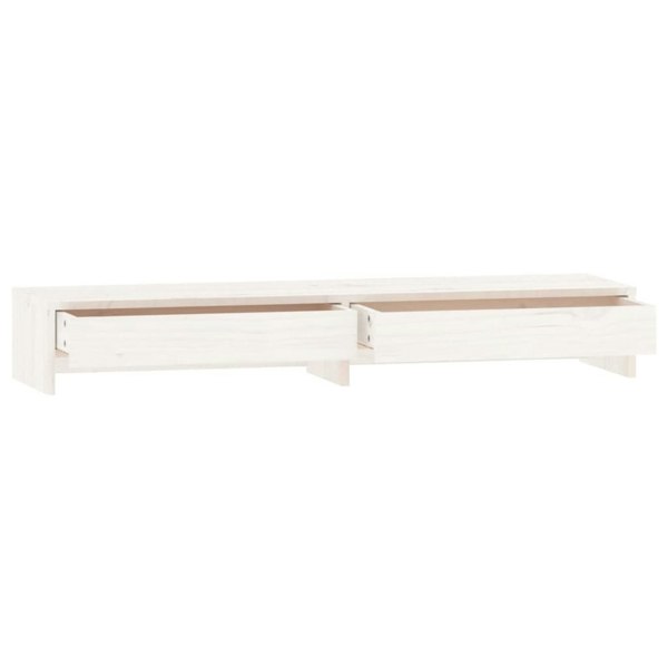 Berkfield Monitor Stand White 100x27x15 cm Solid Wood Pine