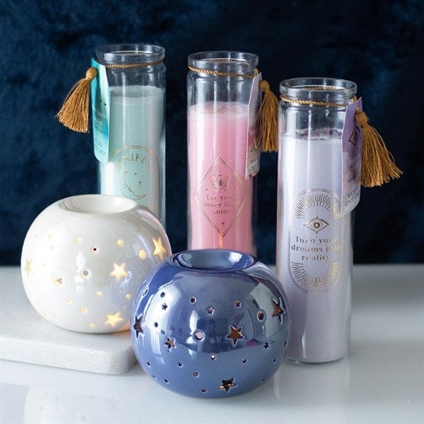 Serano White Sage Tube Candle with Clear Quartz Crystals